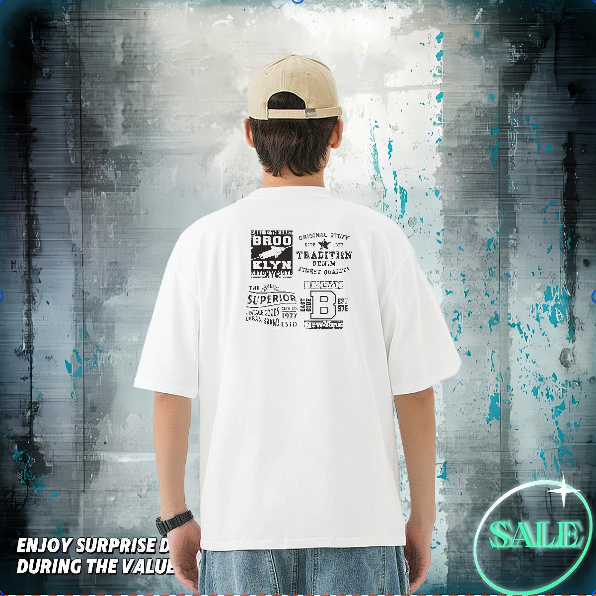 Custom T Shirt For Man letter Top Tees 100% Cotton 230g Street Cool Design Custom Print Plus Size Breathable Crew Neck Men Clothes T-Shirt