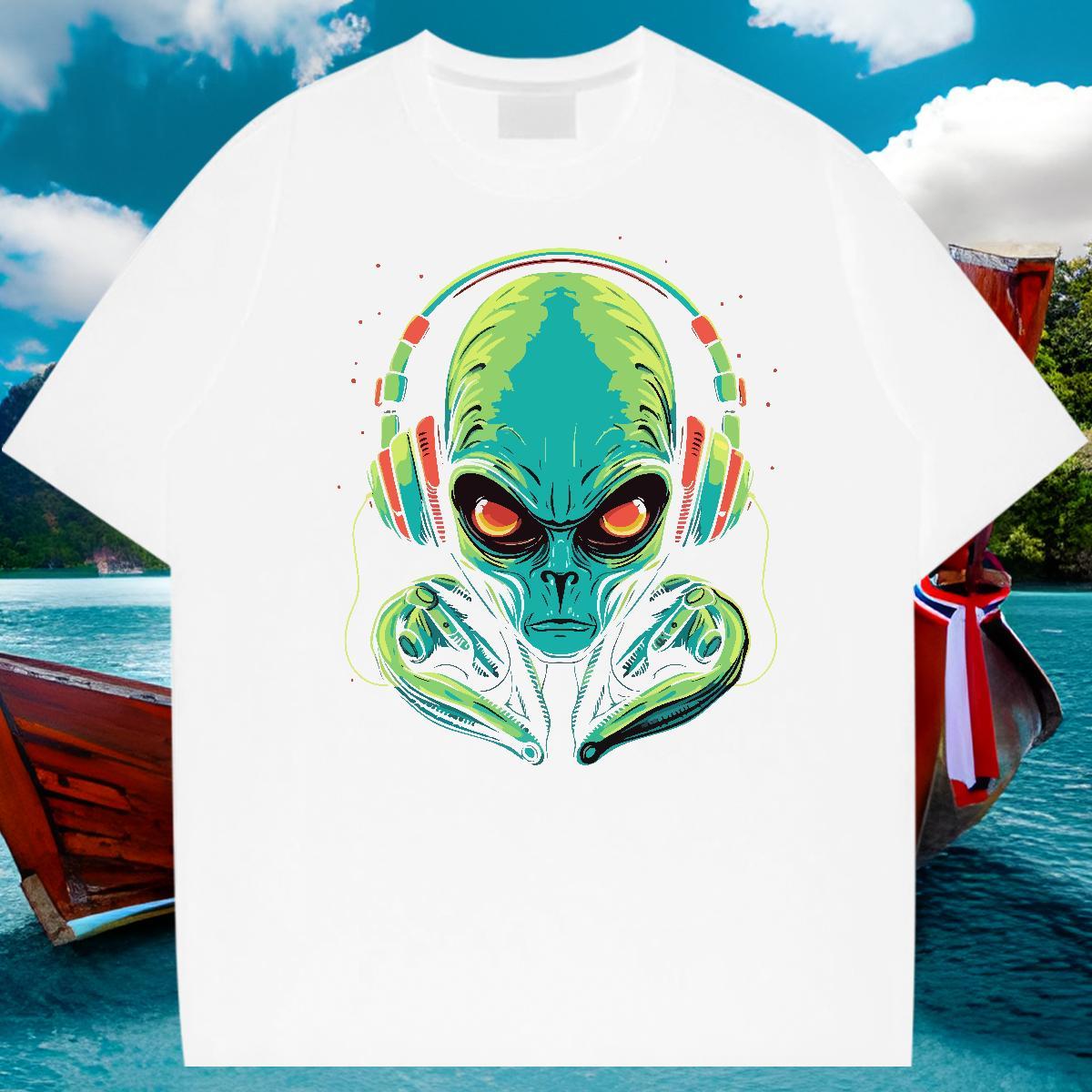 2024 New T-Shirts for Men ET Clothes 230g Cotton Summer Casual High Quality White Plus Size O-Neck Short Sleeve Men Tops Tees