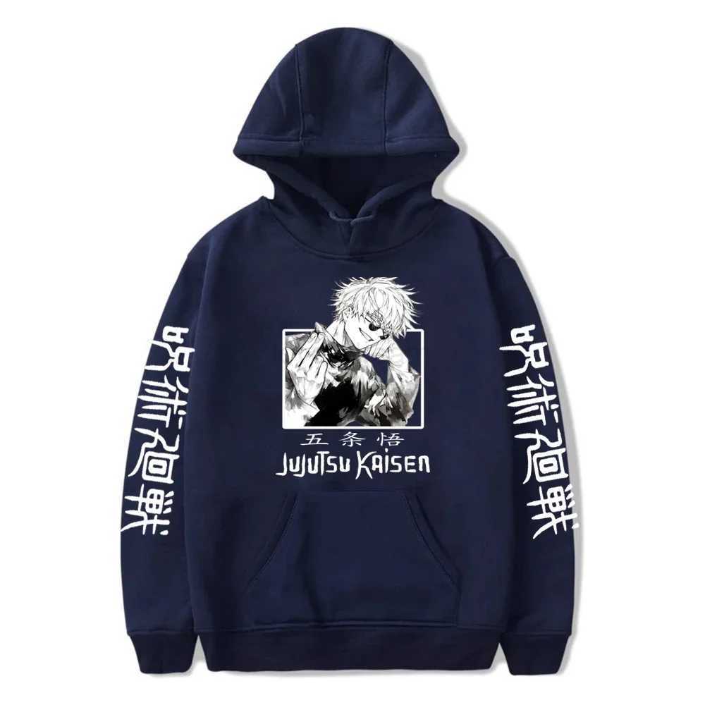 Jujutsu Kaisen Hoodie Anime Gojou Satoru Print Hooded Pullovers Tops Loose Long Sleeves Harajuku Man Clothes Fleece HoodiesXJ240812