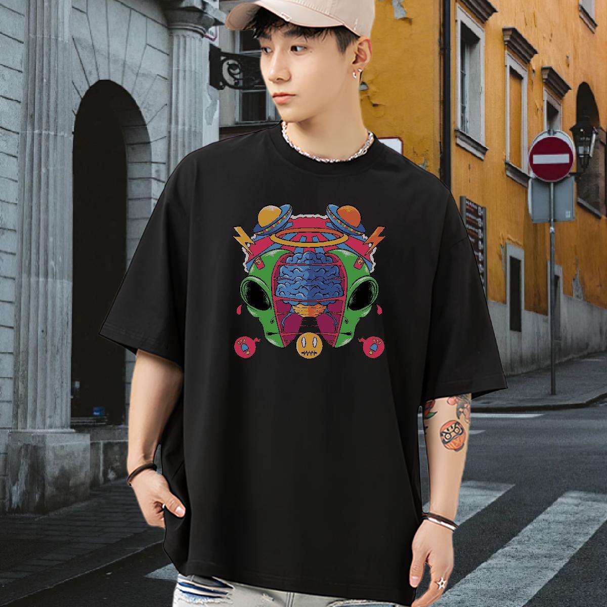 2024 Summer Man T Shirts ET Clothes 100% Cotton 230g Street Casual High Quality Custom Big Size Short Sleeve O-Neck Men Tshirts