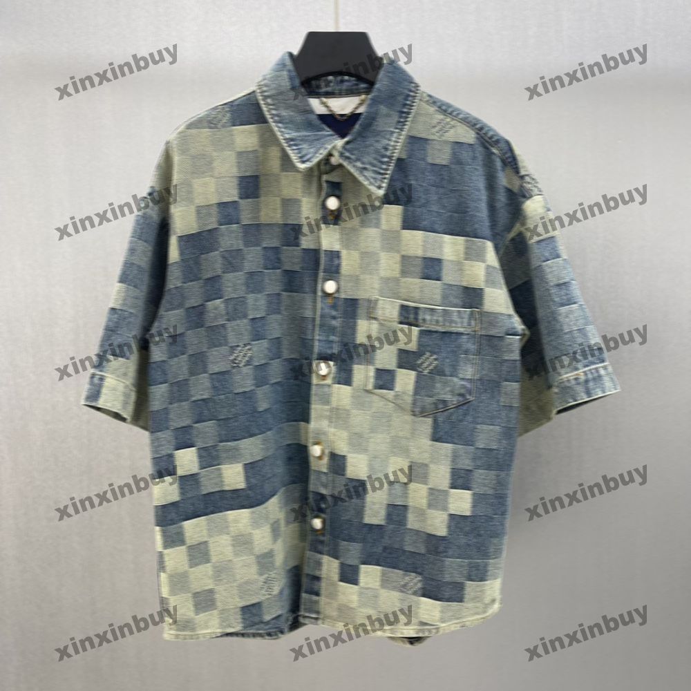 xinxinbuy 2024 Men designer Tee t shirt Mosaic pattern Sunset letter jacquard pattern short sleeve women black white blue green S-2XL