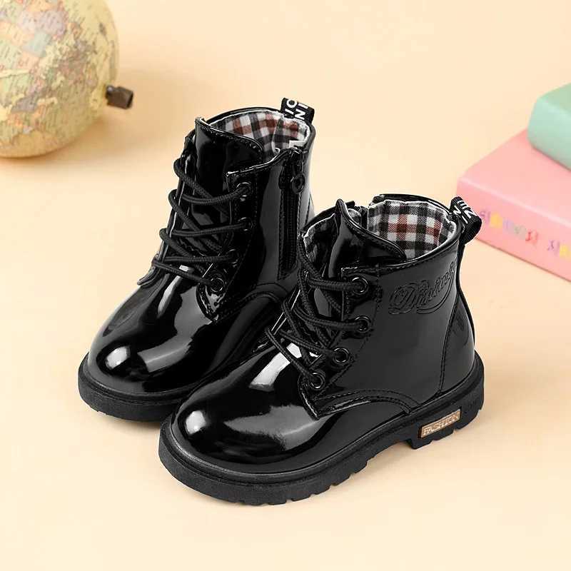 2024 New Winter Childrens Shoes PU Leather Waterproof Plush Boots Childrens Snow Boots Brand Girls and Boys Casual Boots Fashion Sports Shoes W240810