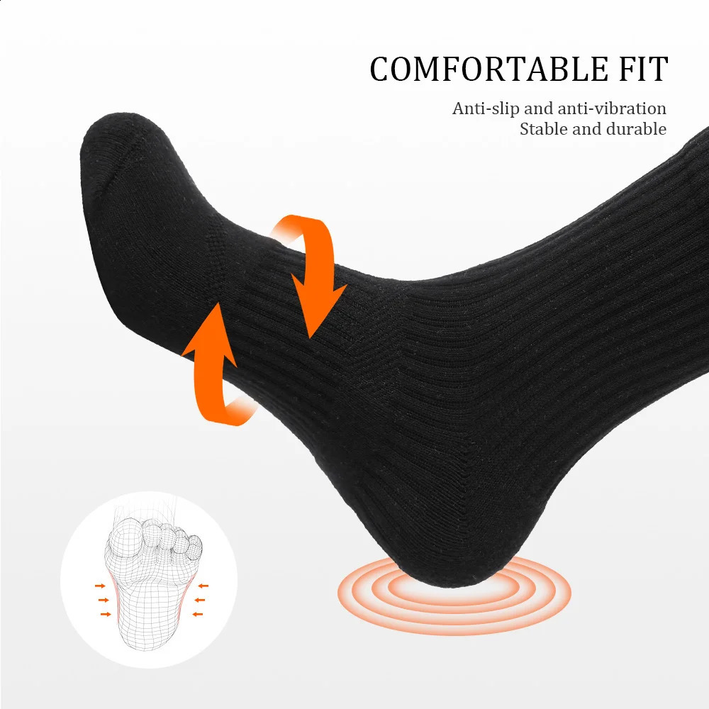Mens Moisture Wicking Outdoor Hiking Work Cotton Socks Compression Cushion Crew Leisure Men Black 5 Pairs 24