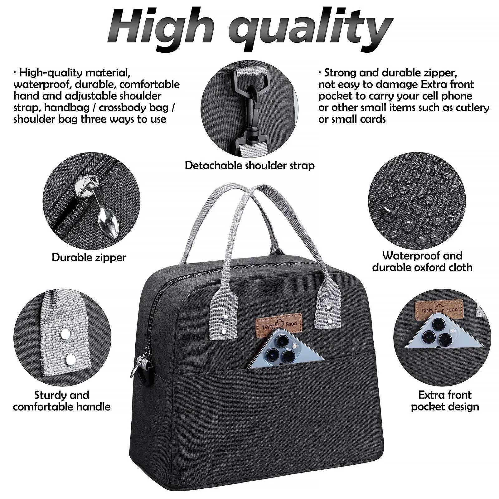 Terry. HU Womens Lunch Bag Insulated Bag Packaged Food Hot Bag Childrens Lunch Bag Refrigerant Bag W240812