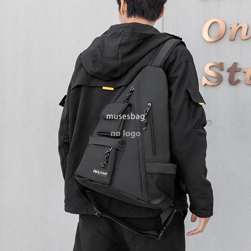 Harajuku street function tooling crossbody bag ins Japanese men Hong Kong style retro backpack large capacity student bag