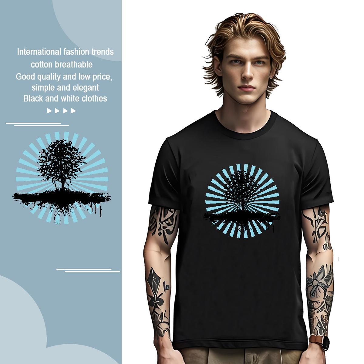 T Shirt For Man 230g 100% Cotton tree Spring Summer Short Sleeve Soft Plus Size Cartoon Mens Tshirts Wholesale Designer Top Tees