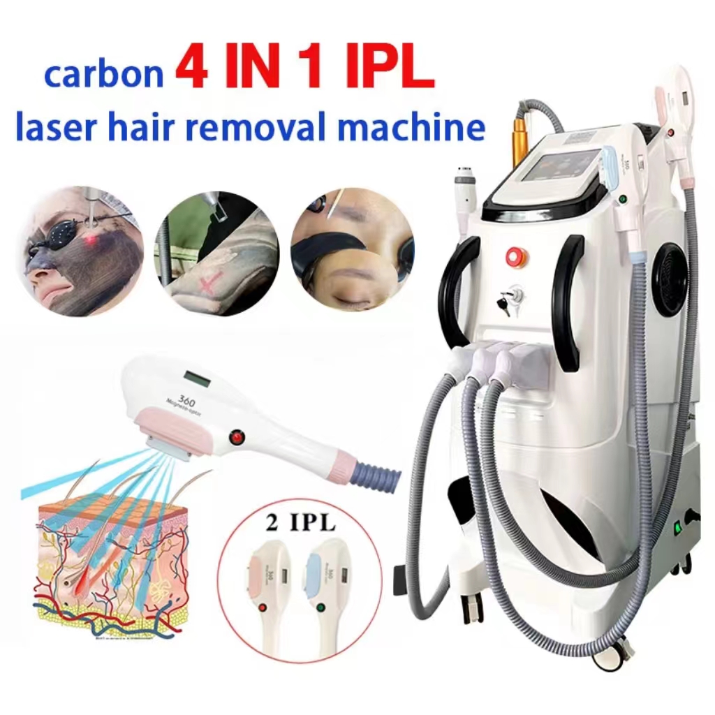 Newest Multifunction carbon 4 in 1 q switched nd yag laser hair removal machines rf face skin opt ipl hair remove diodelaser hair removal Equipment