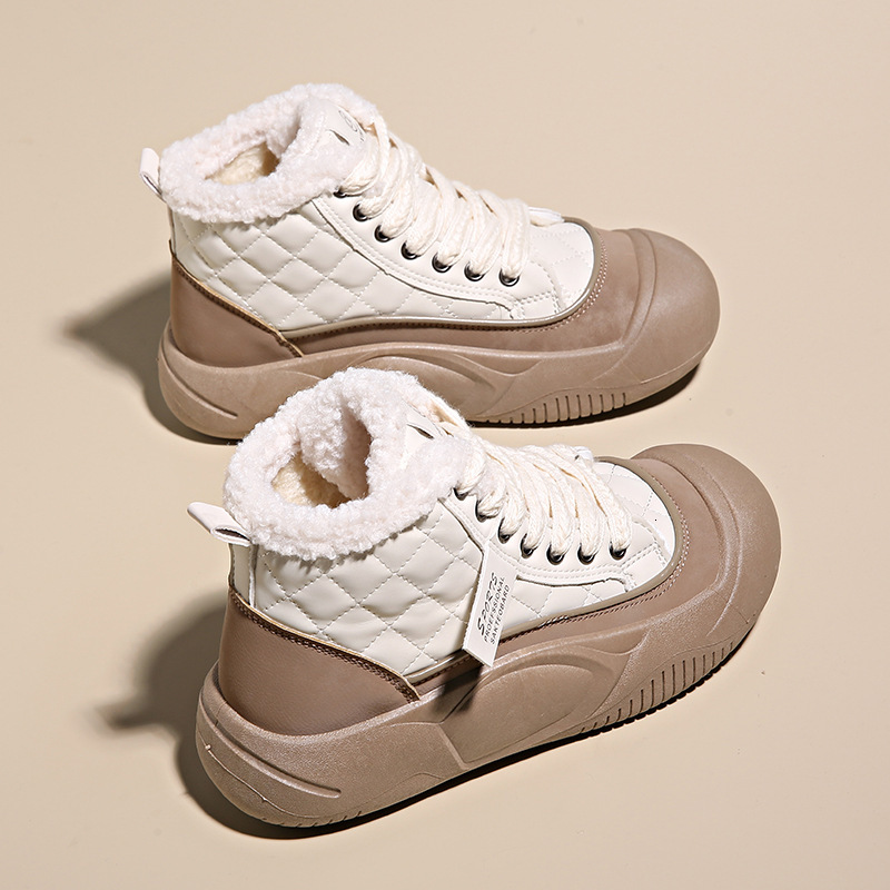 Ddmysports Igh Top Winter New Plush Women S Cotton Versatile Bread Shoes Thick Soled Snow Boots Trend XT Outdoor Shoes