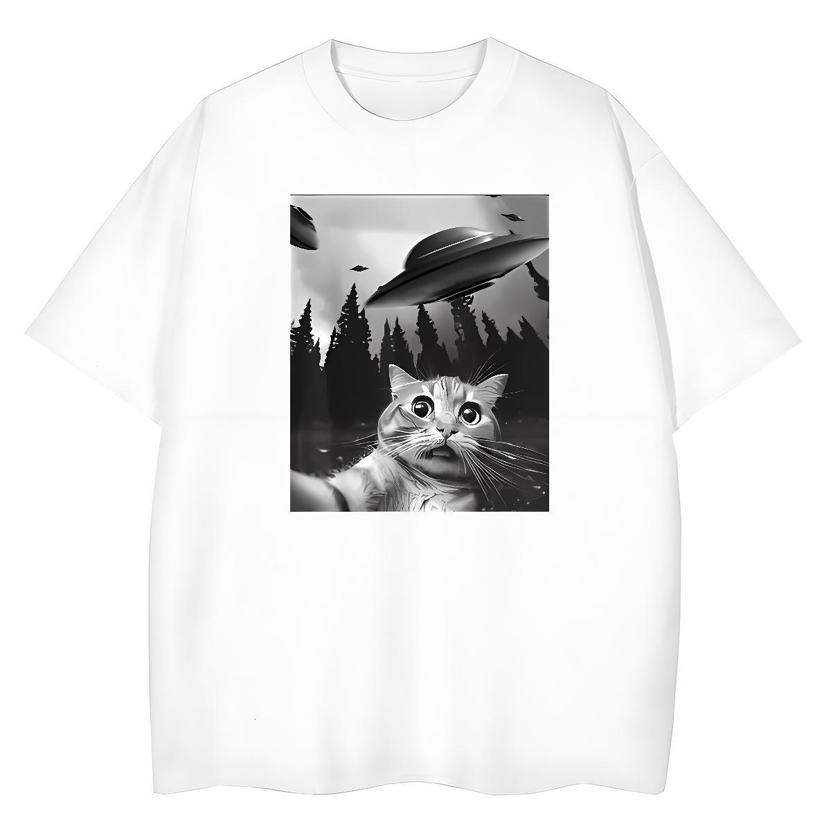 Unisex Men Tops Tees Daily Outfit 230g 100% Cotton Custom Printing O-Neck Short Sleeve cat T shirt Free Shipping Wear