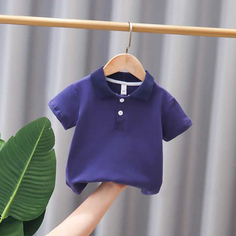 Children Lapel Short-sleeved Shirts 2022 Solid Color Baby Boys Girls POLO Shirt Big Kids Breathable Polo Shirts Wild TideXJ241225