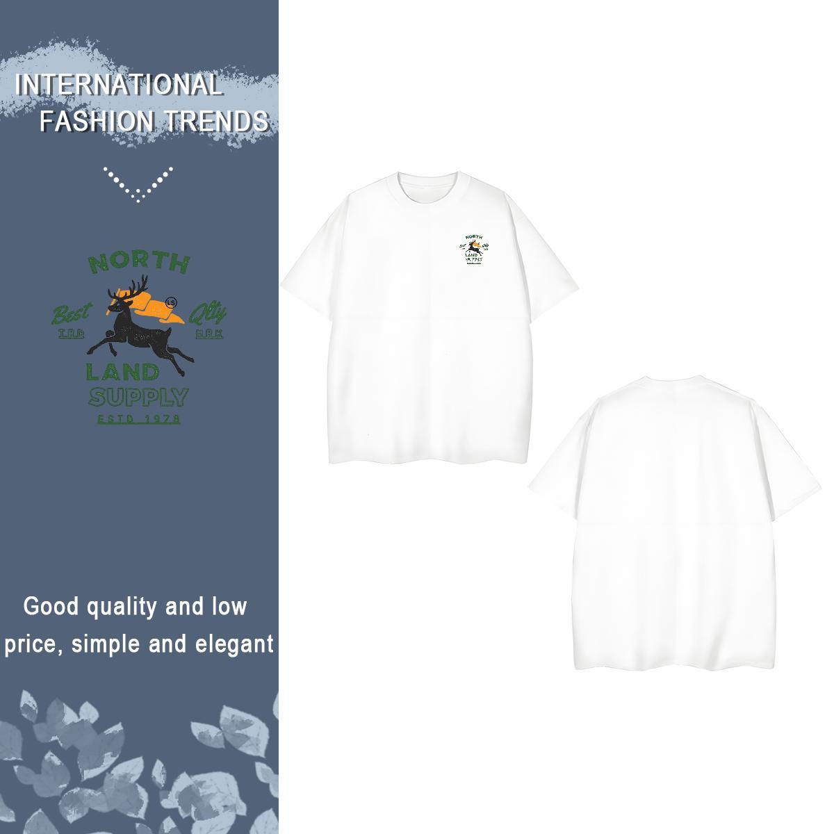 Mens T Shirts 230g 100% Cotton Deer Casual Breathable Crew Neck Anime Print Tshirt for Man Woman Fashion New Loose Tops Tees