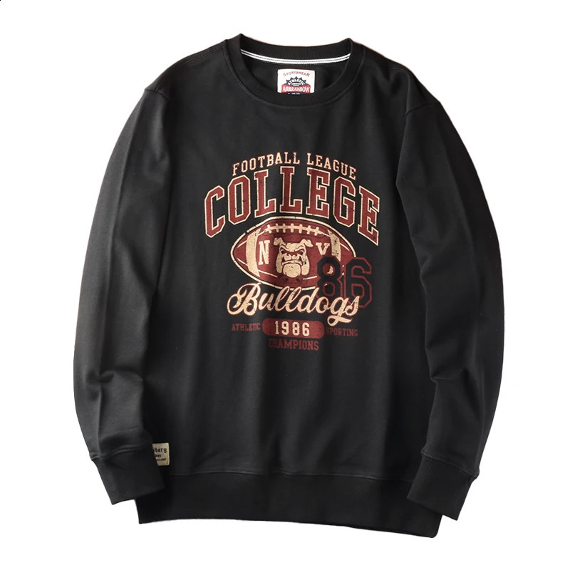 Autumn American Retro Long-sleeved O-neck Letter printed Hoodies Mens Fashion Simple 100% Cotton Washed Casual Sport Tops 240812