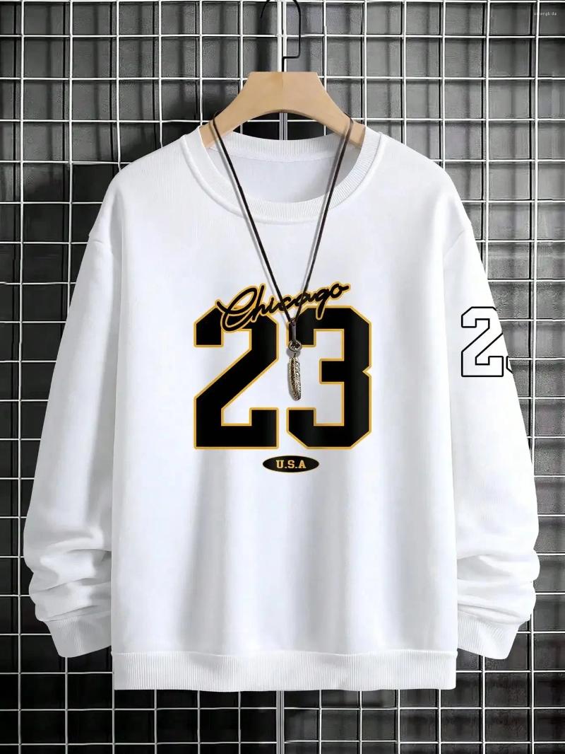 Men's Hoodies 23 USA Art Letter Design Man Clothes Street Style Fleece Sweatshirts Autumn Casual Fashionable Crewneck Pullovers