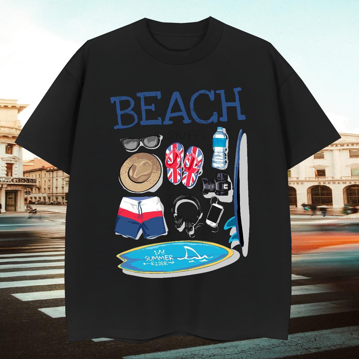 2024 T shirt Tshirts 230g 100% Cotton Beach Free Shipping White Plus Size Crew Neck Men Clothes T-Shirt