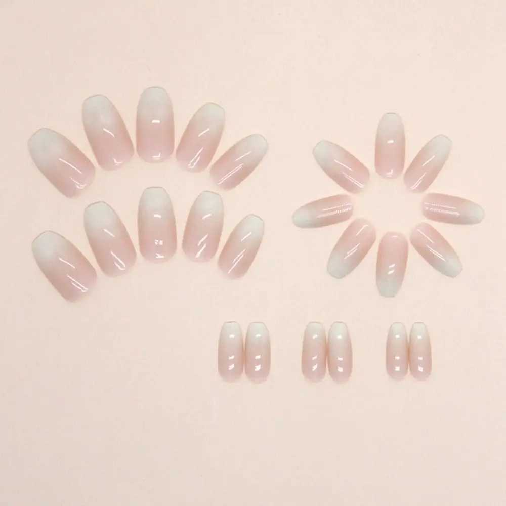 24 pieces of long ballet dancer fake nails French glitter gold pink aurora fake nails fully covered press DIY detachable nails W240810