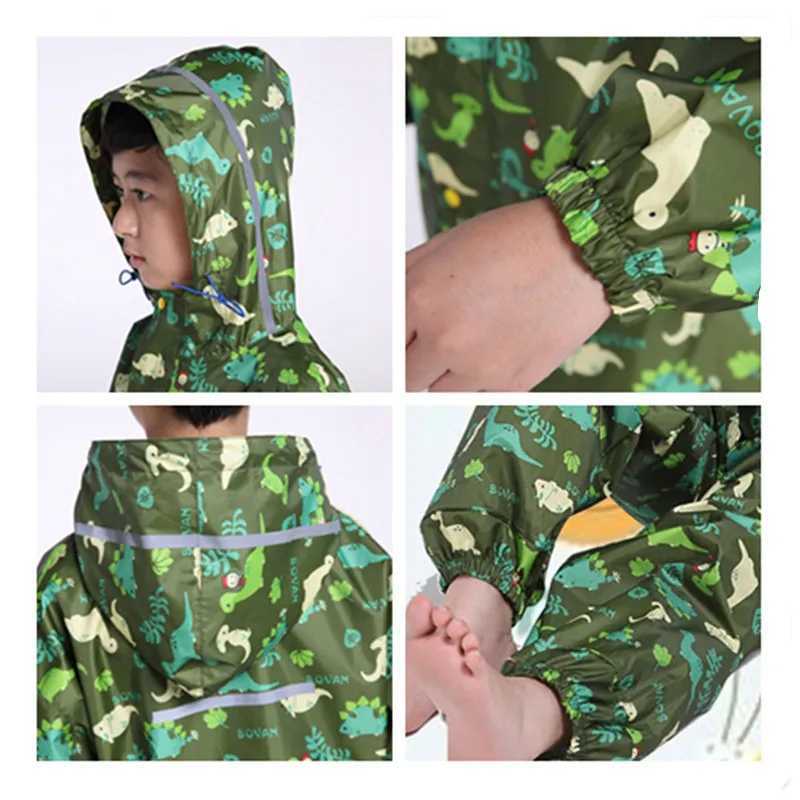 Dinosaur Boys Raincoat For Children Hood Waterproof Rain Coat Jumpsuit Rainsuit Students Baby Raingear Y240810