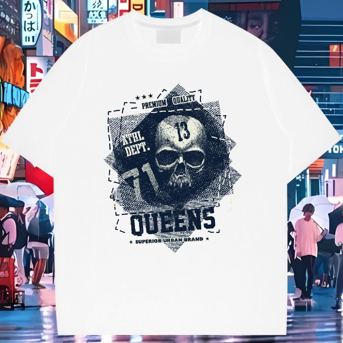 Customized T-Shirts skull Tee Shirt 230g 100% Cotton Street wear Hip Hop Comfortable Custom Anime Crew Neck Mens Tshirts