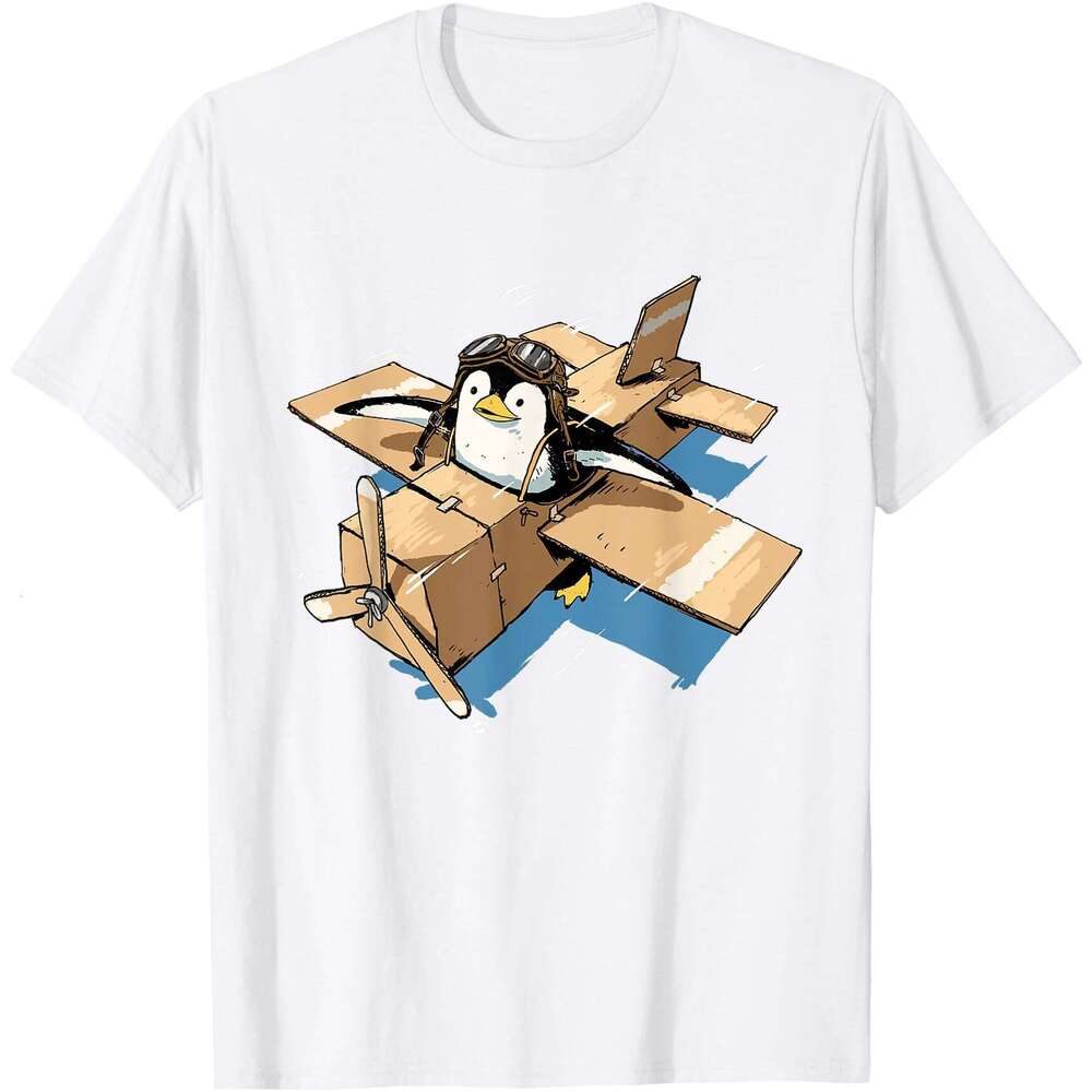 25ss Casual T shirt for Mens Flying Shirt Lover Penguin Airplane Pilot T-Shirt Shirts Tshirt Graphic Tee Tops Clothes Short sleeve Free shipping