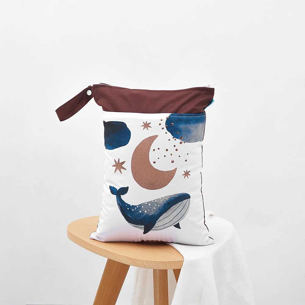 Happy Fluent 1 piece reusable waterproof fashionable printed wet urine bag double mouth bag cloth handle wet bag 30 * 40CM wholesale W240812
