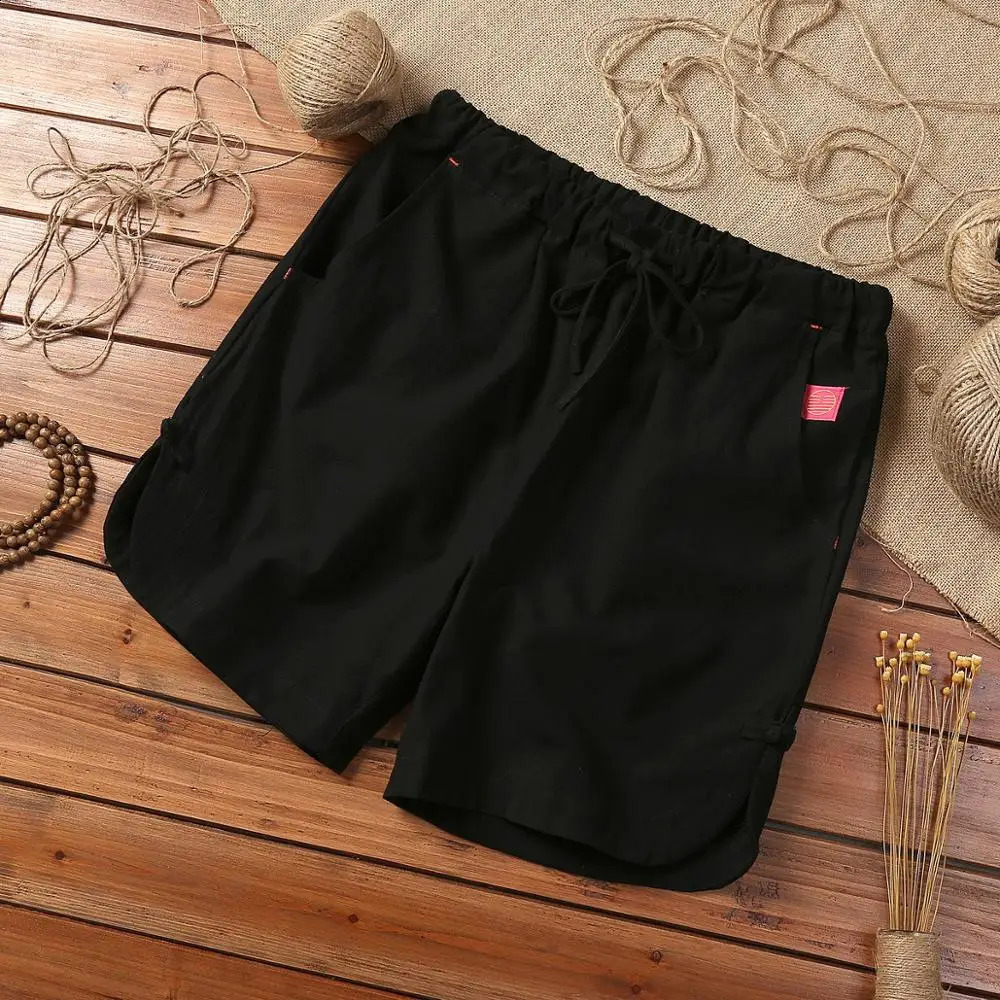 Summer Loose Mens Casual Shorts Men Hip Hop Short Pants Cotton Linen Breathable Drawstring Shorts Plus Size Male Shorts 240812