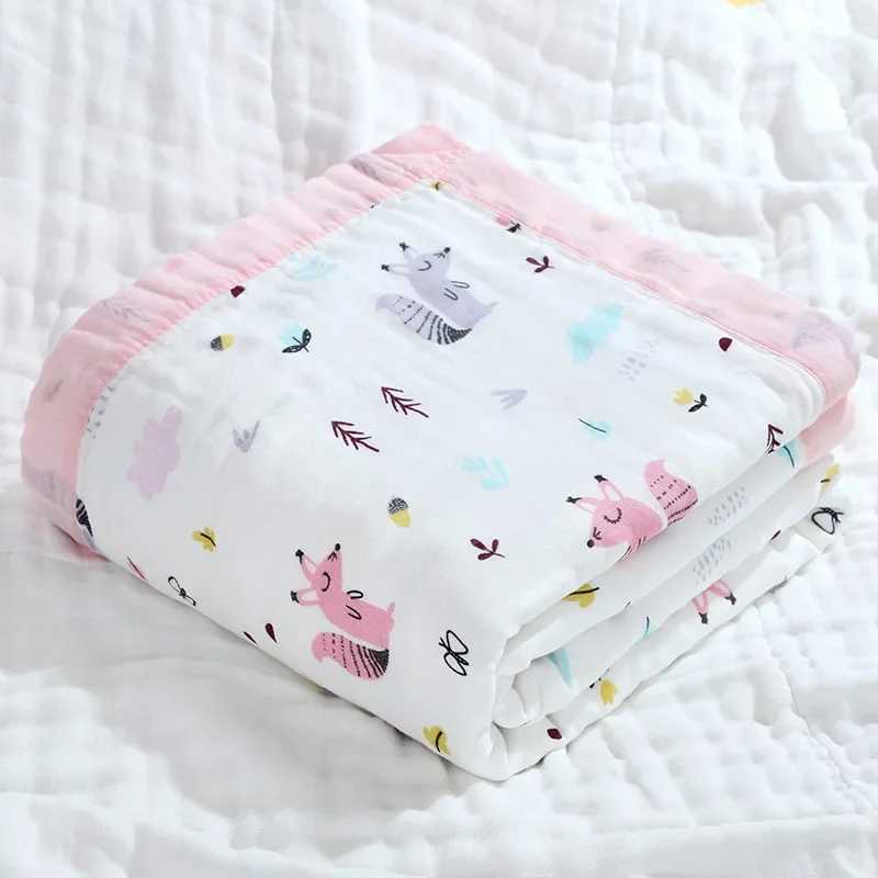 110x110cm Breathable Gauze Swaddle Package 6-Layer Baby Blanket 100% Cotton Baby Bath Towel BlanketW240810