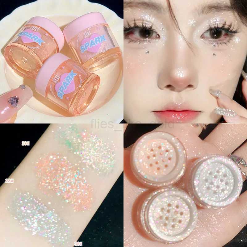 Gold plated pink pearl fluorescent powder high gloss glitter pine powder white moonlight shimmer powder facial and body fluorescent makeup W240812