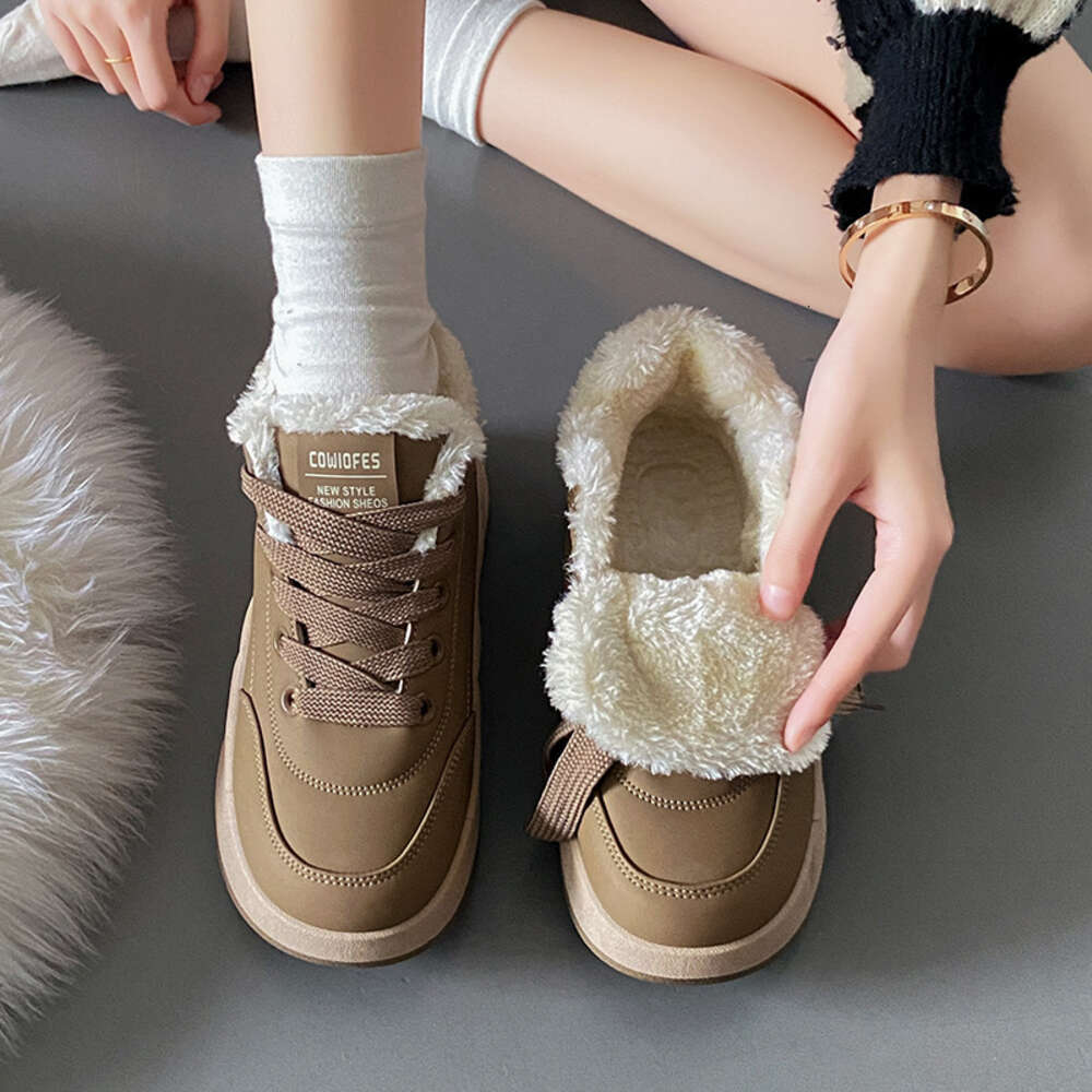 Ddmysports Winter For Women New Velvet Versatile Student Igh Top Trendy Big Cotton Thick Sole Casual Shoes BR Outdoor