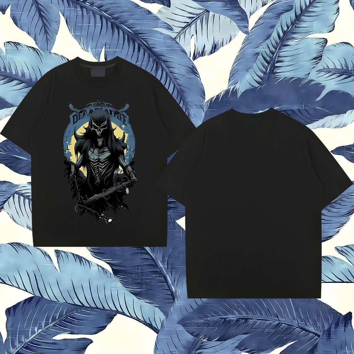 Fashion Designer T Shirt For Man skull Tops Shirt 230g 100% Cotton Anime Printing Street Brand DIY Anime Breathable Crew Neck Men Tees