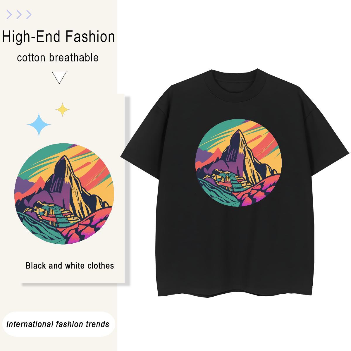 Classic Men Tees Street 230g 100% Cotton Oversized 4XL O Neck Short Sleeves mountains Mens T Shirts Factory Direct Top Tees