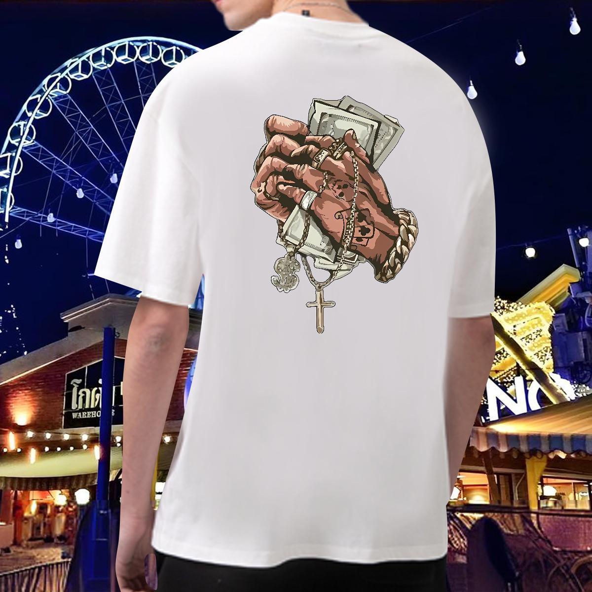 Classic T Shirts Men money Top Tees 230g Cotton High Street Hip Hop TOP Quality Oversized Crew Neck Breathable Couples T Shirts