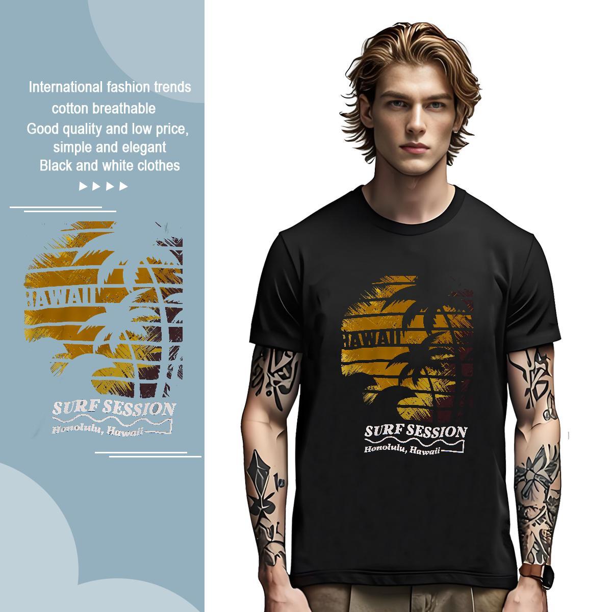 Loose Fit Men Tees tree 100% Cotton 230g Daily Wear Crew Neck T Shirts Men Cartoon Print New Arrival Tee Shirt