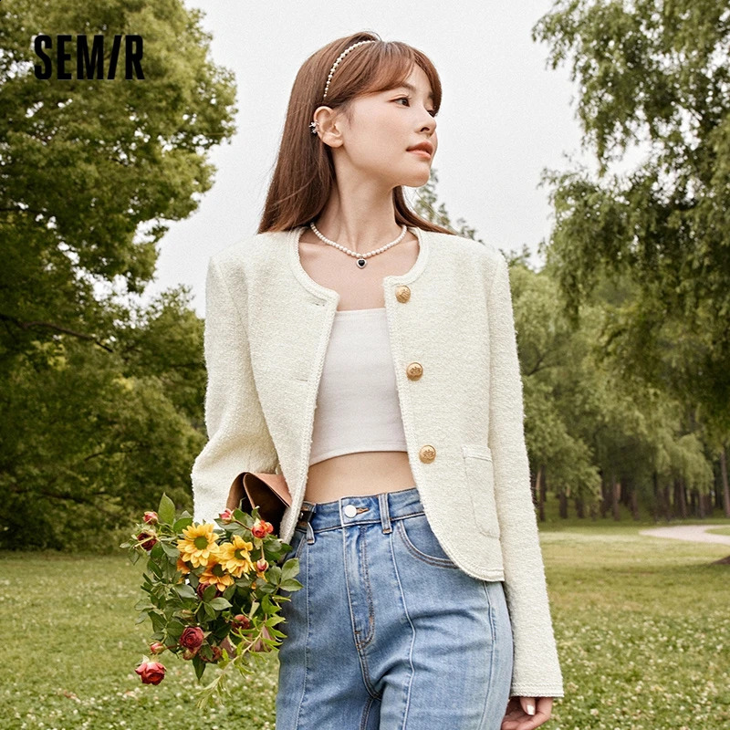 Semir Women Jacket Autumn Slim-fit Tweed Jacket Fragrant Style for Women 240812