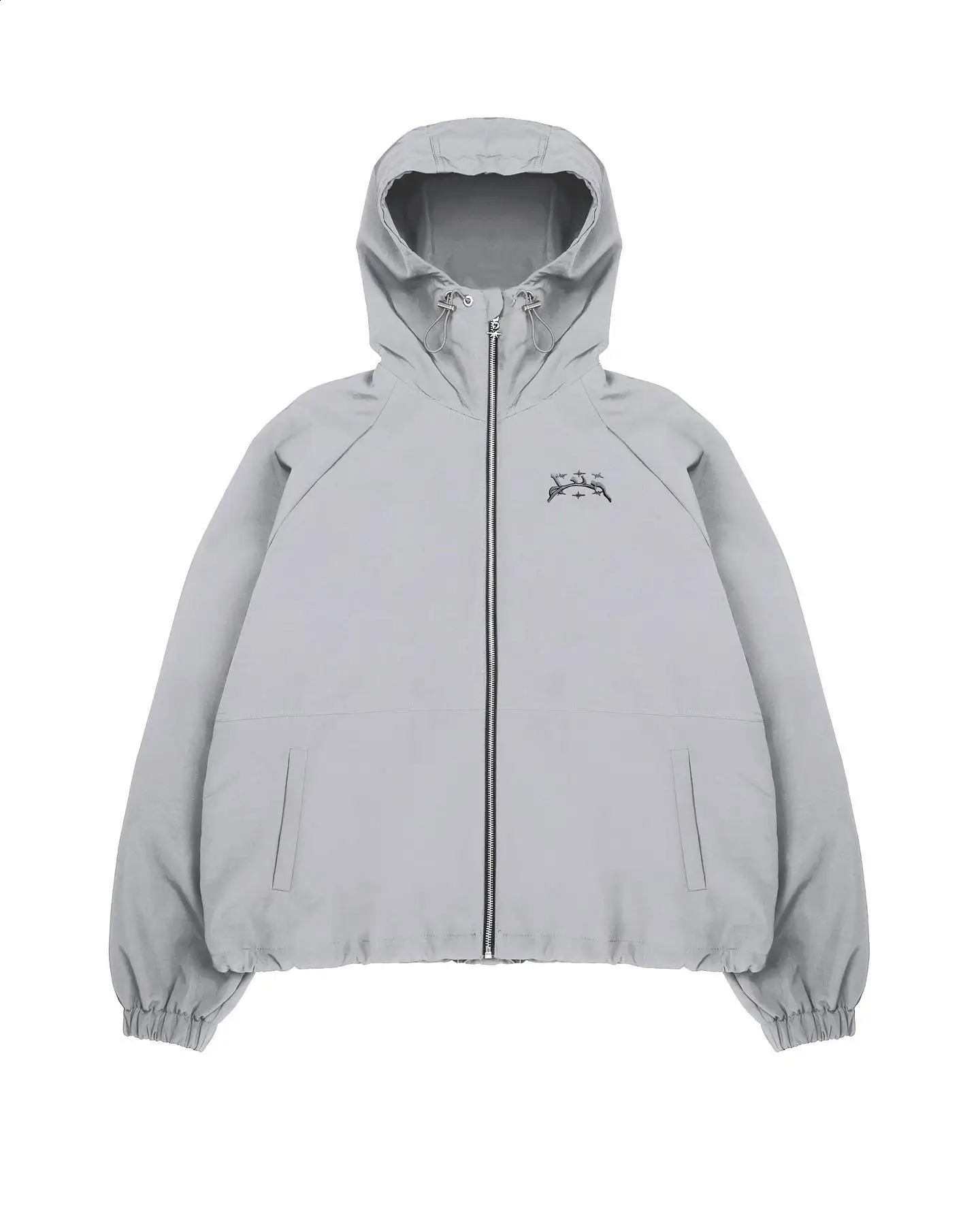 Divin Trendy Retro Street Trench Coat Jacket Y2k Hip Hop Embroidery Zip Up Windbreaker Hoodie Sweatshirt Kpop Men Clothing 240805