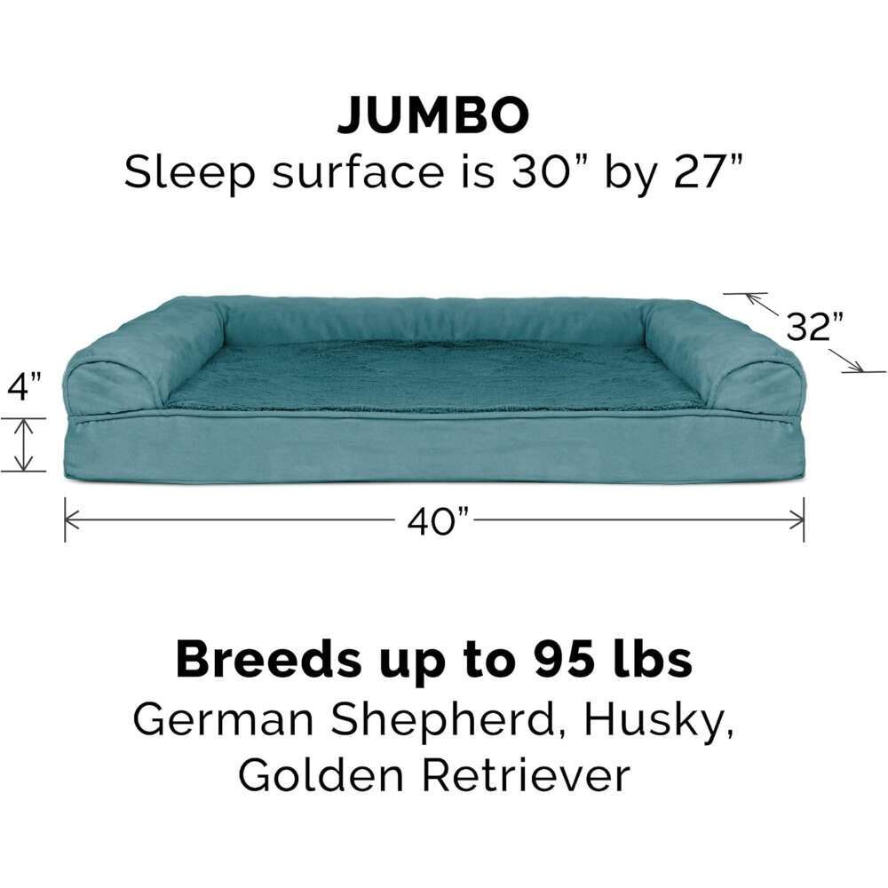 Dog Bed With Removable Bolsters & Washable Cover, For Dogs Up To 95 Lbs, Plush & Suede Sofa, Orthopedic Large Dog Bed Zozostore