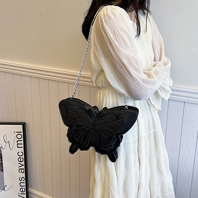 Women Butterfly Shape Shoulder Bag Fashion Embroidered Thread Single Shoulder Underarm Bag 240812