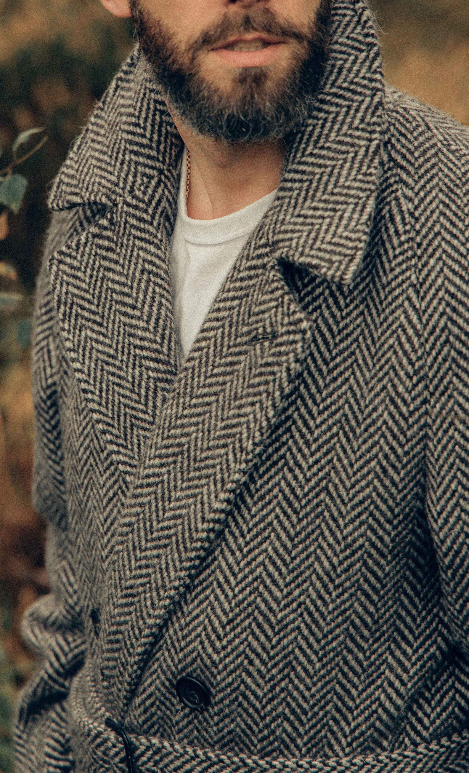 Men's Wool Blend Coat Vintage Notched Lapel Blazer Tailored Harringbone Jacket Autumn Winter Windbreaker Custom Made Plus Size