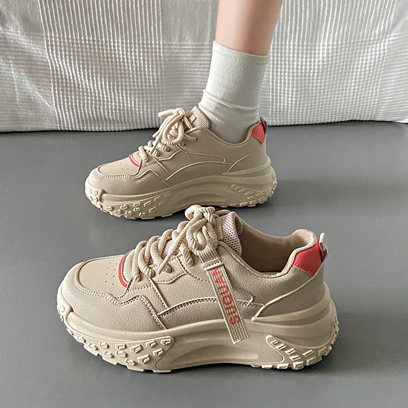 Ddmysports Autumn New Thick Soled Height Increasing Women S Casual Dad Student Leather Korean Version Sports Shoes K Outdoor Shoes