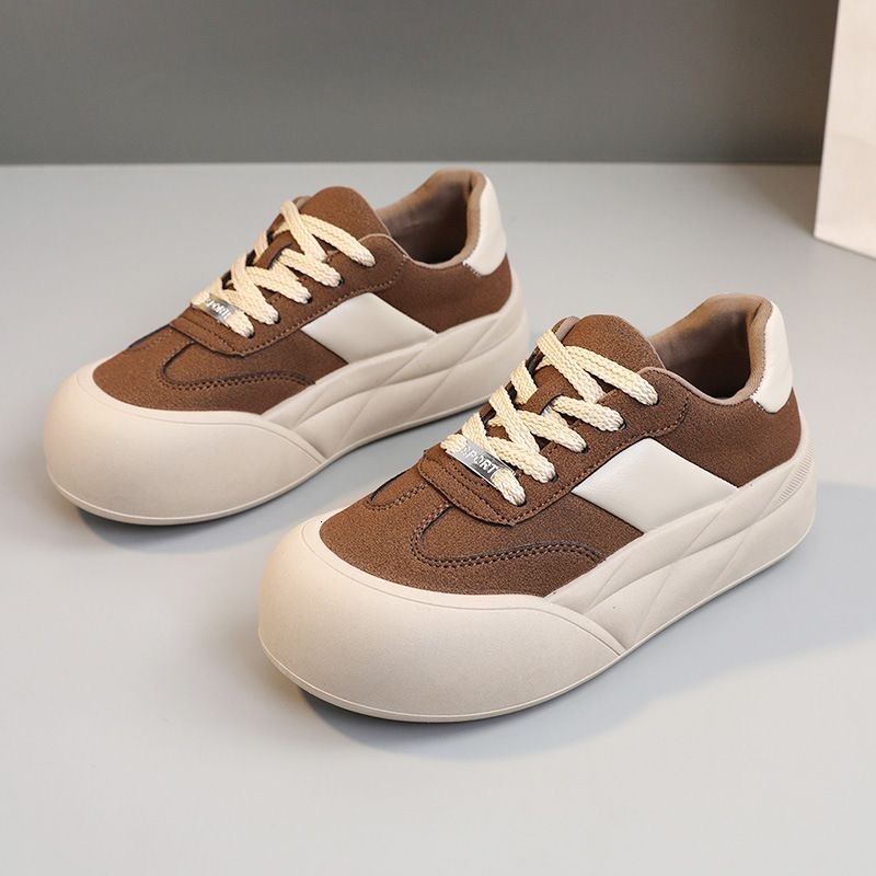 Ddmysports Melad Big Bread For Women New Spring And Autumn Thick Bottom Eight Increasing Student Versatile Round Ead Trendy Board Shoes Outdoor