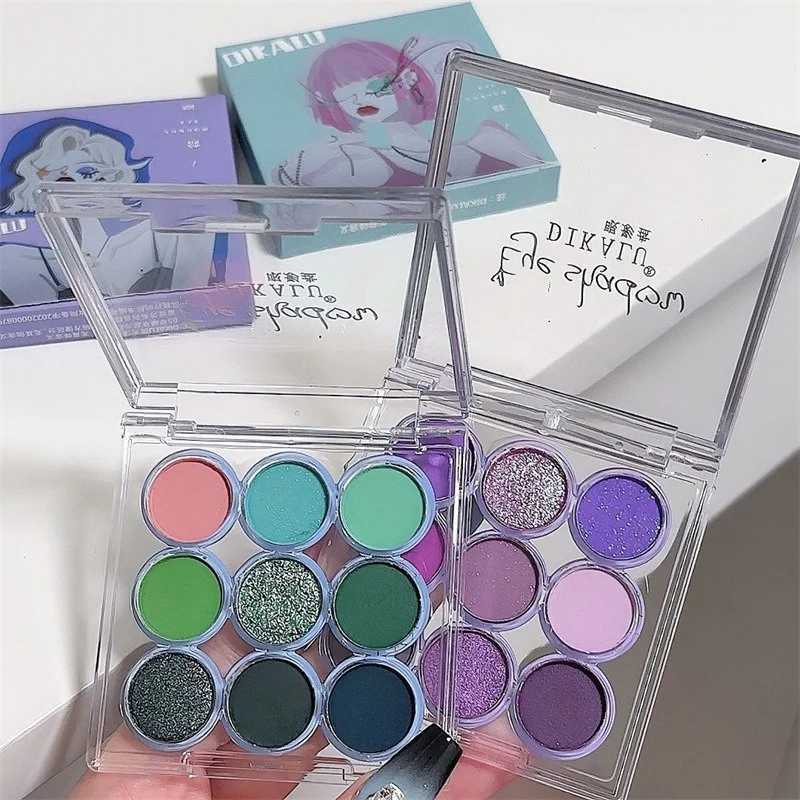 9-color glitter eye shadow palette smoke purple lace shimmer matte acrylic eye shadow palette waterproof eye shadowW241212
