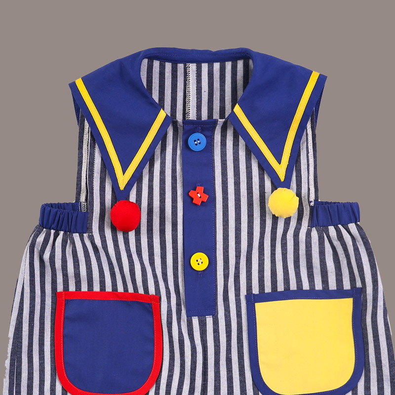 Children's summer new navy wind boys and girls back pants fisherman pants casual one-piece external wear one-piece 5 pants