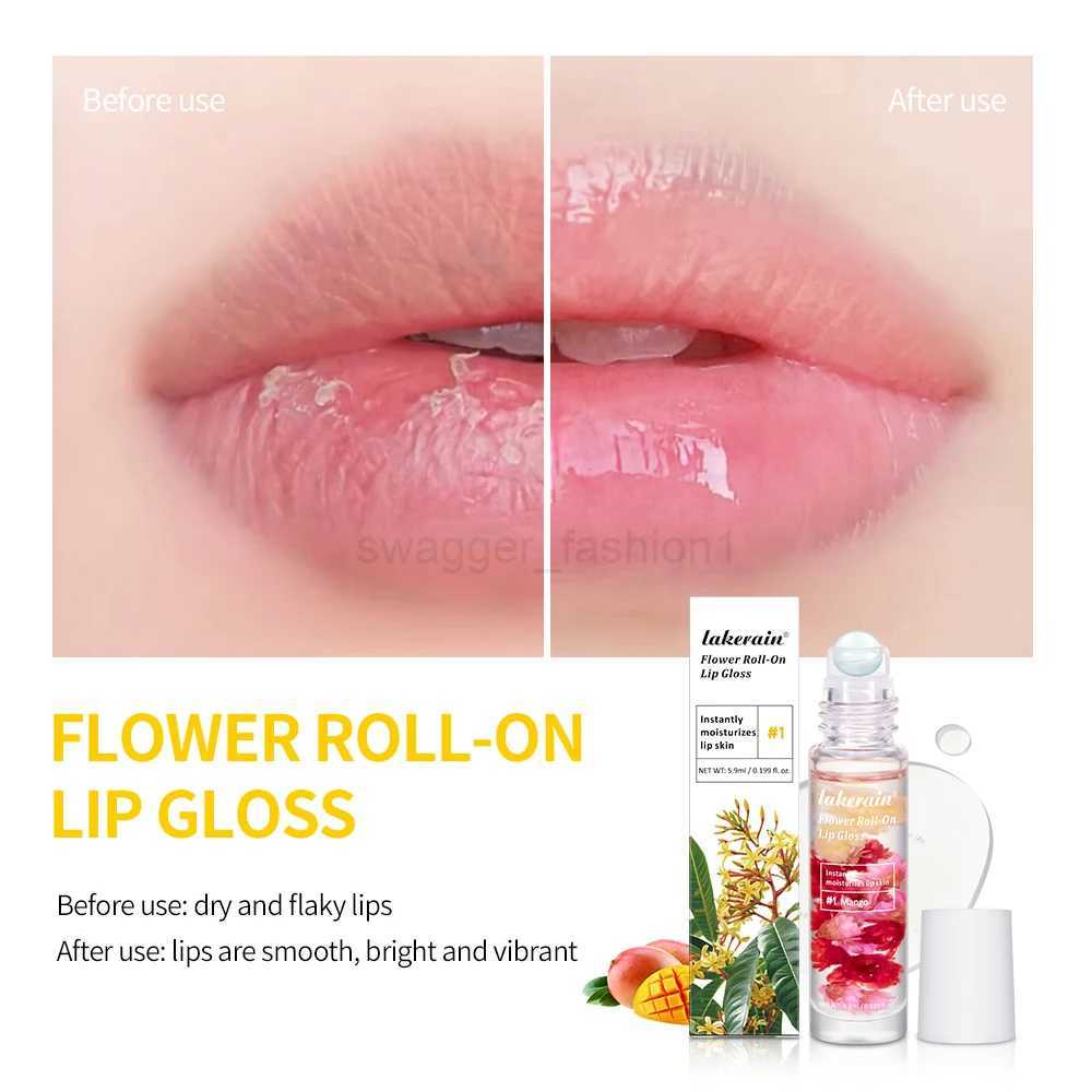 New Flower Lip Oil Set Moisturizing Plumper Transparent Lip Gloss Clear Lip Glaze Winter Liquid Roll-On Lip Balm LiquidXJ240812