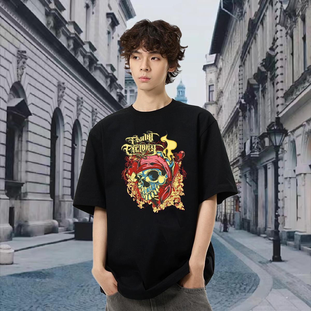 2024 Designer T shirt skull Clothes 230g Cotton Beach Popular DIY Logo Oversized Crew Neck Men Tees