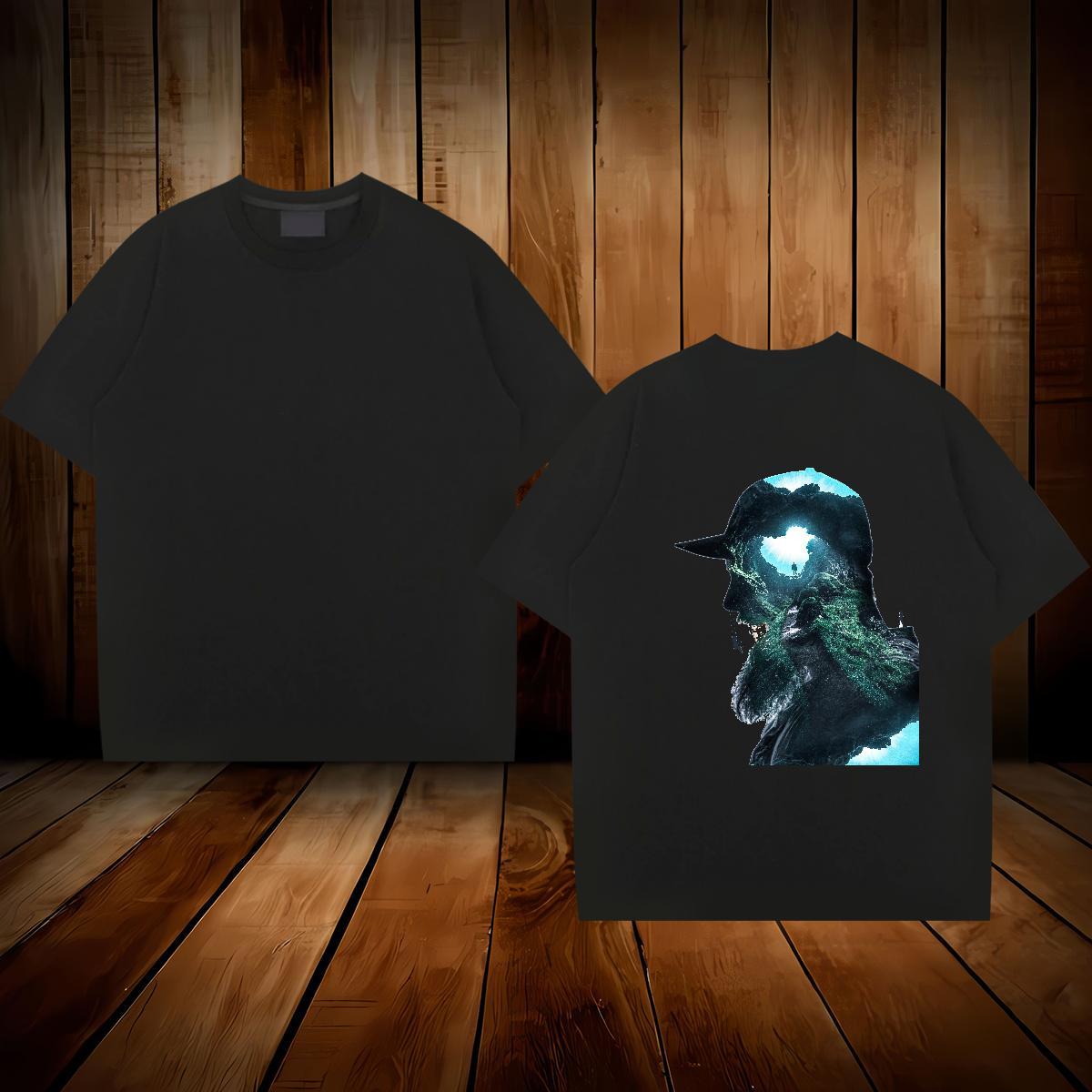 Fashion T Shirt For Man portrait Clothings 230g Pure Cotton Street wear Hip Hop Classic Cartoon Print Breathable Soft Men Tops Tees