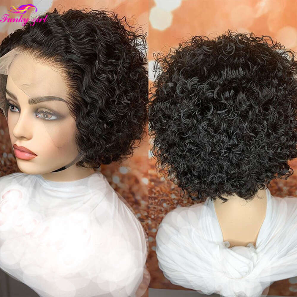 Short Bob Pixie Cut 13X1 Front Brazilian Human Wigs Cheap Remy Hair Transparent Lace Wig For Women