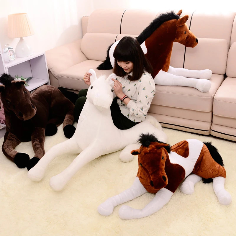 1PC Simulation Animal 70x40cm Horse Plush Toy Prone Horse Doll For Birthday Boys Gift 240807