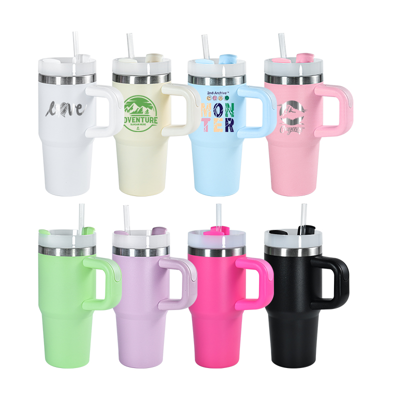 14oz Reusable Tumbler with Handle and Straw Stainless Steel Insulated Travel Mug Tumbler Insulated Car Cup Keep Drinks Cold Mini