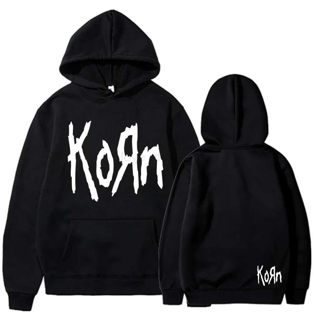 Korn Rock Band Letter Hoodie Men Women Hip Hop Harajuku Hoodies Leisure High Street Sweatshirt Autumn Winter Unisex SweatshirtsXJ240812