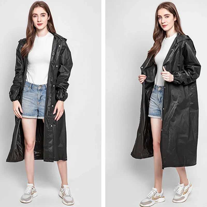 Women Man Raincoat Adult Clear Transparent Camping Rainwear SuitThickened Waterproof Rain Poncho Coat Y240810
