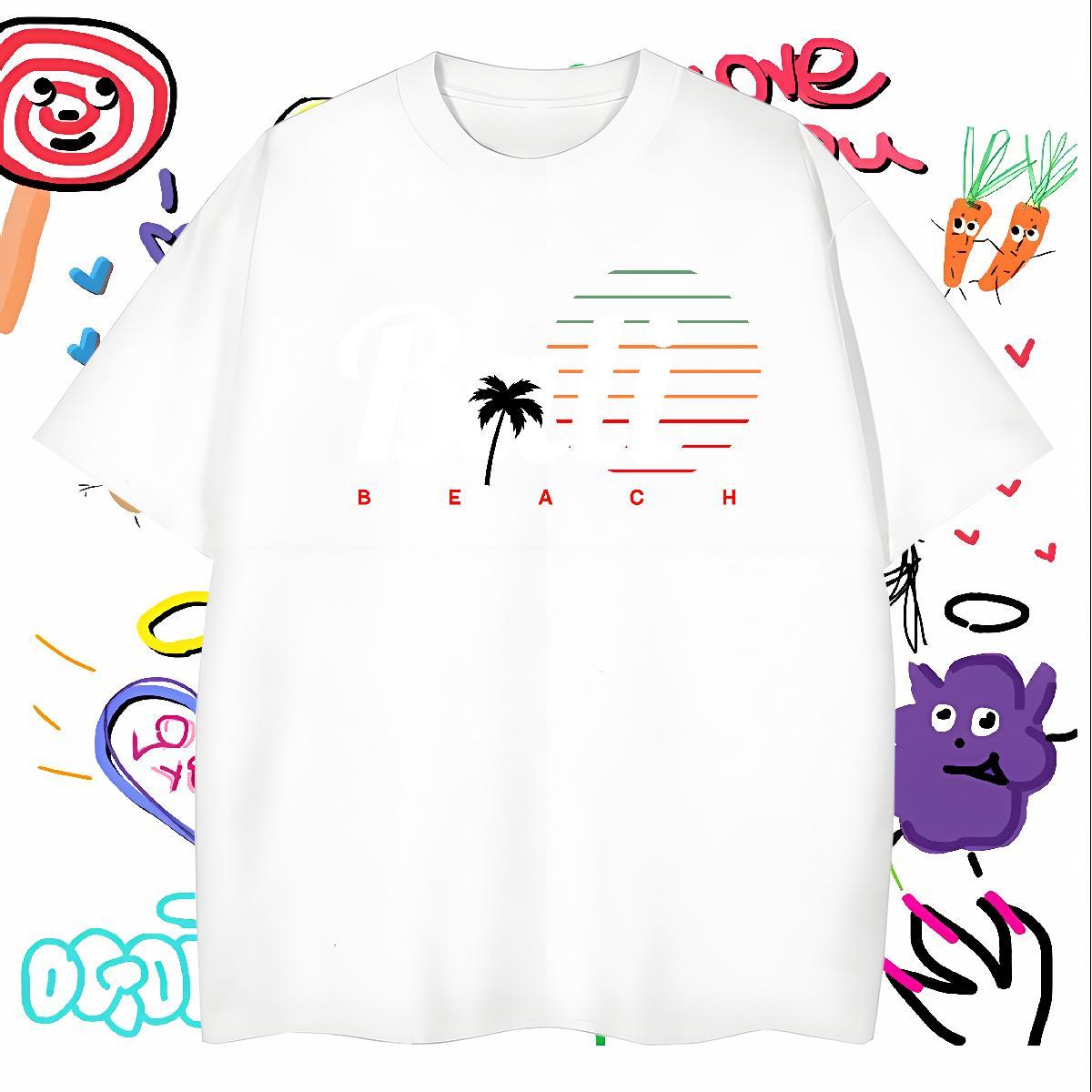 Fashion Design 100% Cotton 230g T-Shirts Street Casual Couples T Shirts Tops Shirt Breathable Crew Neck Classic Custom Printing