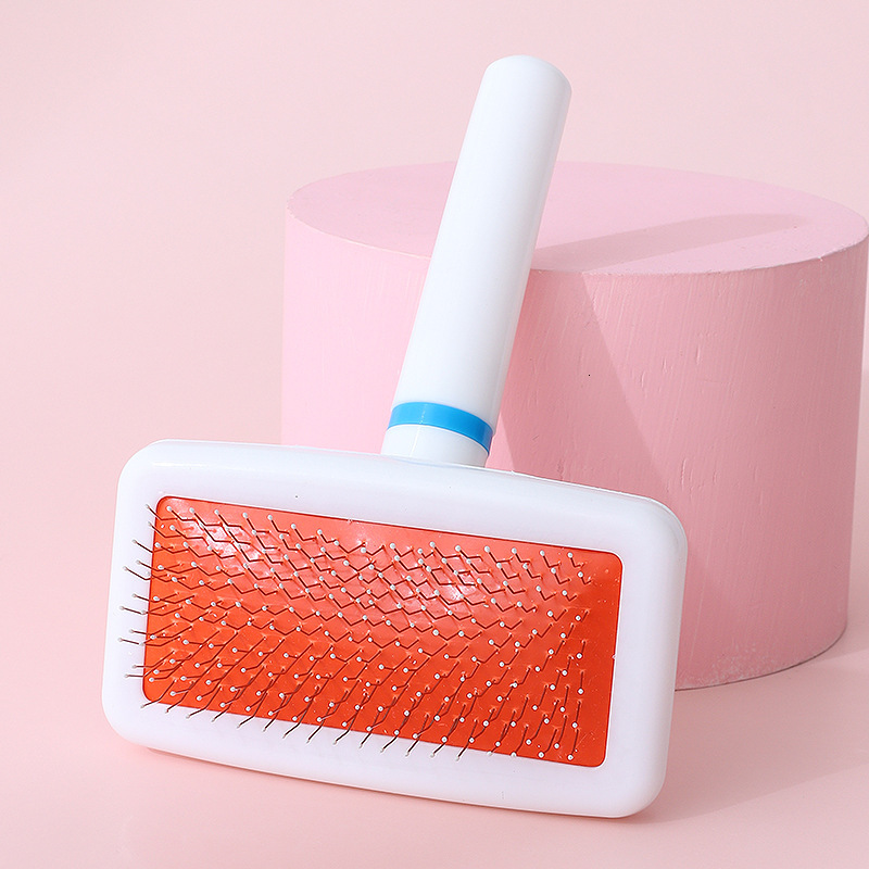 Pet Lovers' Choice: Lightweight White Rubber Grip Handled Airbag Brush for Gentle Detangling of Canine Coats